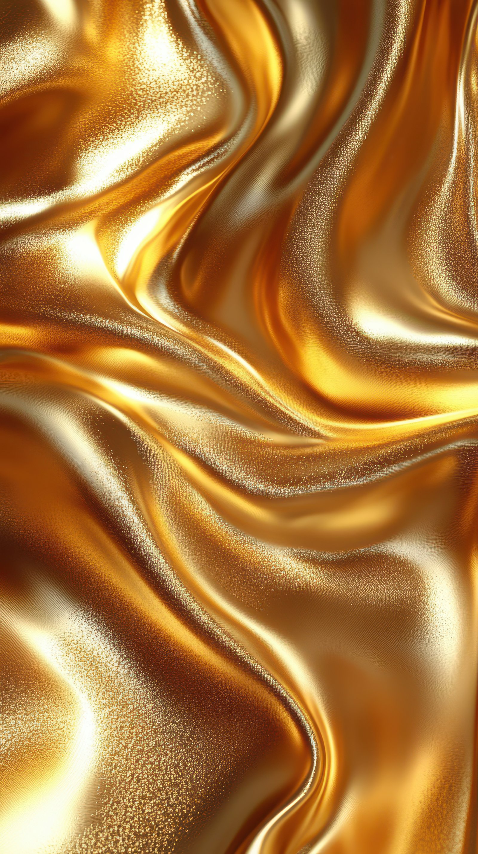 Golden fabric with smooth, flowing texture captures light beautifully, creating a luxurious visual effect